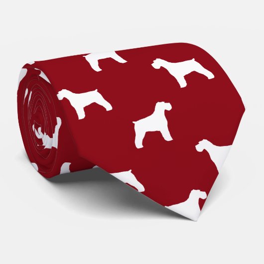 Cravate Schnauzer Chien Silhouettes Motif Rouge et blanc (Roulé)
