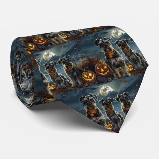 Cravate Schnauzer Halloween Éffrayant (Roulé)