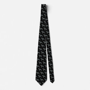 Cravate Schnauzer Silhouette Jaune et Grille noire
