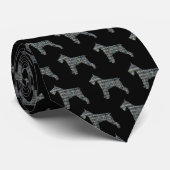 Cravate Schnauzer Silhouette Jaune et Grille noire (Roulé)