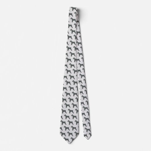 Cravate Schnauzer Silhouette Jaune et Grille noire gris cl (Devant)