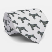 Cravate Schnauzer Silhouette Jaune et Grille noire gris cl (Roulé)