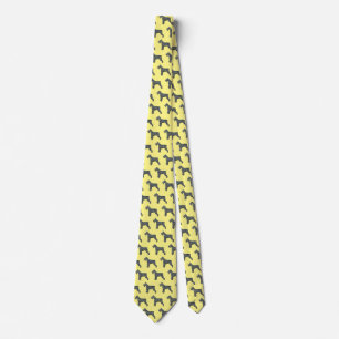 Cravate Schnauzer Silhouette Jaune & Grille noire Jaune
