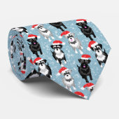 Cravate Schnauzers de Noël à Santa Hats Bleu clair (Roulé)