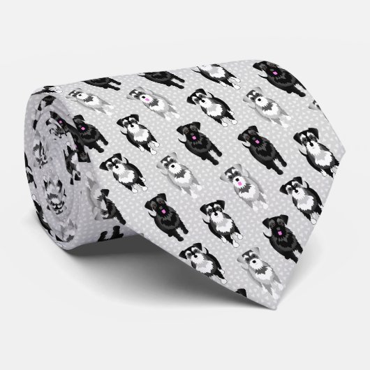 Cravate Schnauzers Retro pour Schnauzer Dad (Roulé)