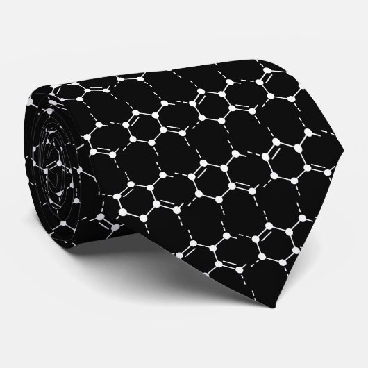 Cravate Science Chimie Molecule Motif Enseignant noir (Roulé)
