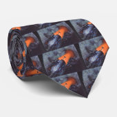 Cravate Science-fiction vintage, fusée lunaire décollant (Roulé)