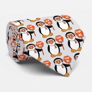 Cravate Sclérose en plaques : Pingouin avec un signe