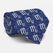 Cravate Scorpio Argent Zodiac Connexion Camo Bleu (Roulé)