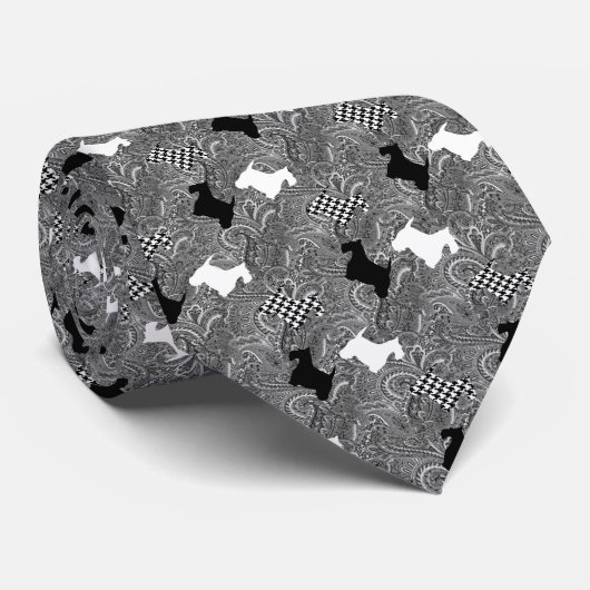 Cravate Scotties et Paisley (Roulé)