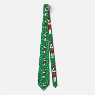 Cravate Scottish Bagpiper Merry Christmas with Snowflakes