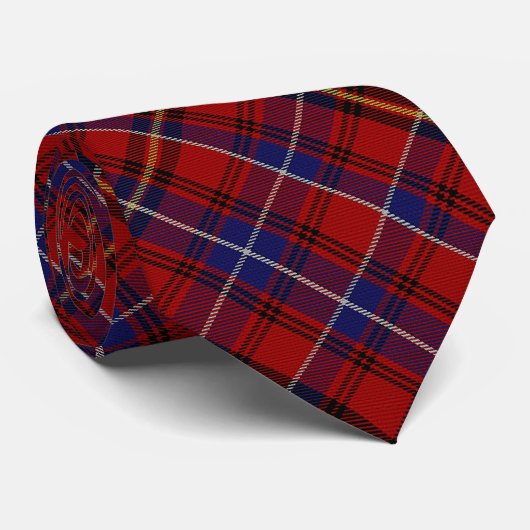 Cravate Scottish Stewart Clan Tartan Cobalt Blue & Initial (Roulé)