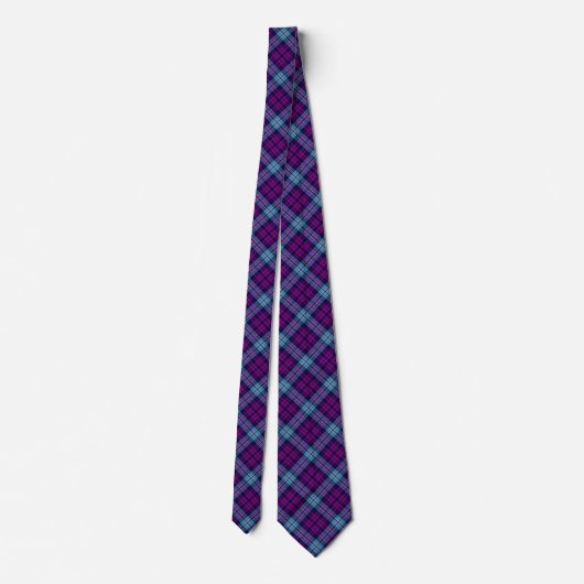 Cravate Scottish Tartan Plaid Purple Blue Pattern (Dos)