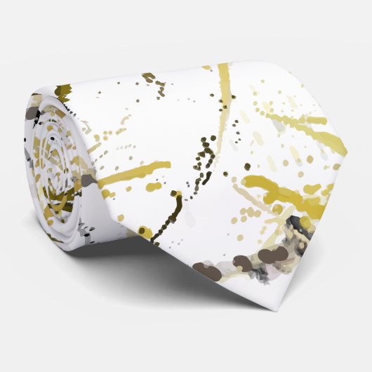 Cravate Scribbles Abstraits - moutarde et Brown (Roulé)