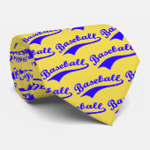 Cravate Script Baseball en bleu (Roulé)