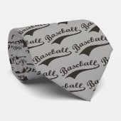 Cravate Script Baseball en noir (Roulé)