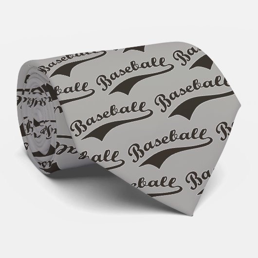 Cravate Script Baseball en noir (Roulé)