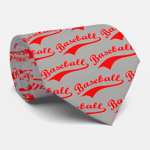 Cravate Script De Baseball En Rouge
