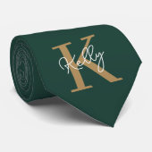 Cravate Script moderne Emerald Green Gold (Roulé)