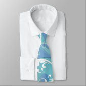 Cravate Scrolling Yin & Yang (Earth blues) (Attaché)