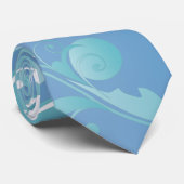 Cravate Scrolling Yin & Yang (Earth blues) (Roulé)