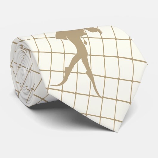 Cravate Scuba Diver sur Tan Check Necktie (Roulé)