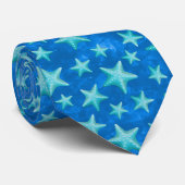 Cravate Seagreen Navy Starfish Summer Beach Nautical (Roulé)