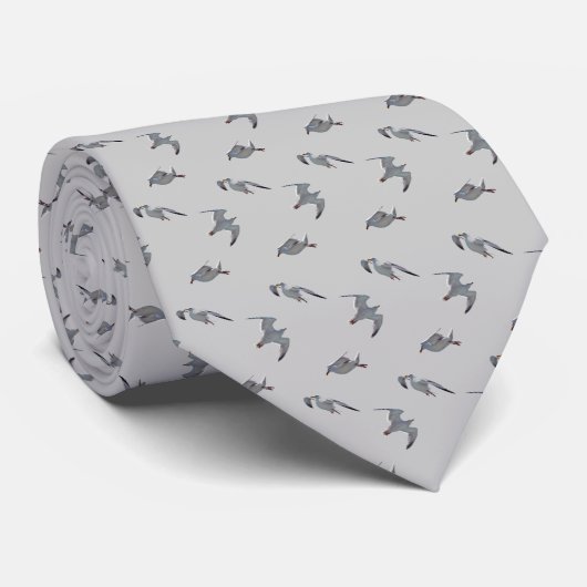 Cravate Seagull Frenzy (gris clair) (Roulé)