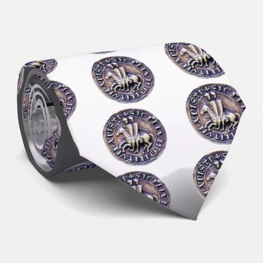 Cravate SEAL OF THE KNIGHTS TEMPLAR Grey White Gem (Roulé)