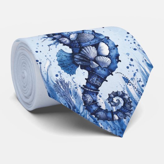 Cravate Seashells Seahorse (Roulé)