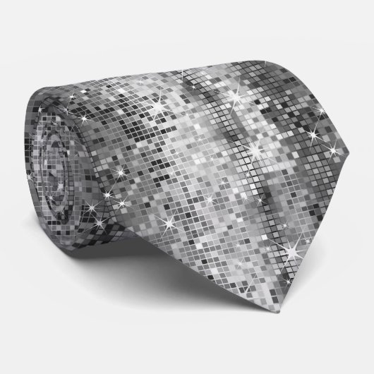 Cravate Séquins Argent Faux Look Disco Parties scintillant (Roulé)