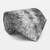 Cravate Séquins d'argent métallique Look Disco Parties sci (Roulé)