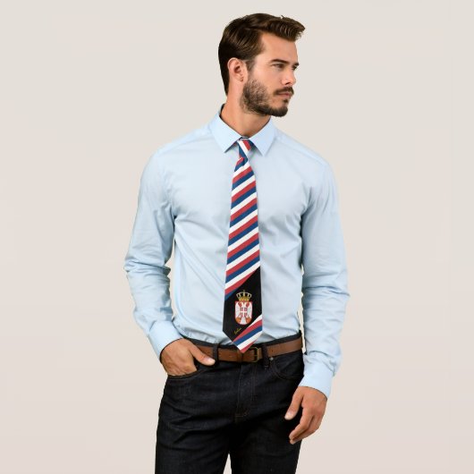 Cravate Serbie Stripes Cravate, affaires Serbe Drapeau mod (En situation)