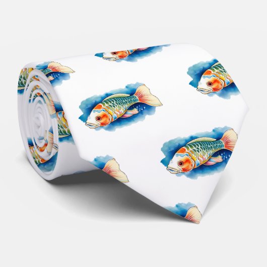Cravate - Série aquarelle : Koi Fish (Roulé)