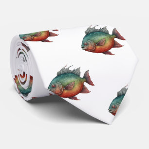 Cravate - Série aquarelle : Piranha