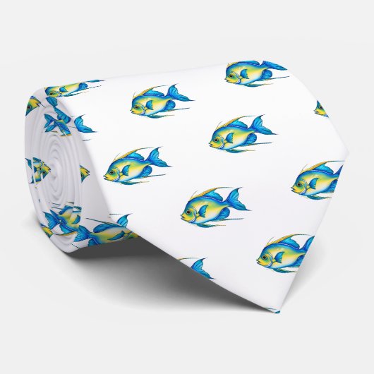 Cravate - Série Aquarelle : Poisson-ange (Roulé)