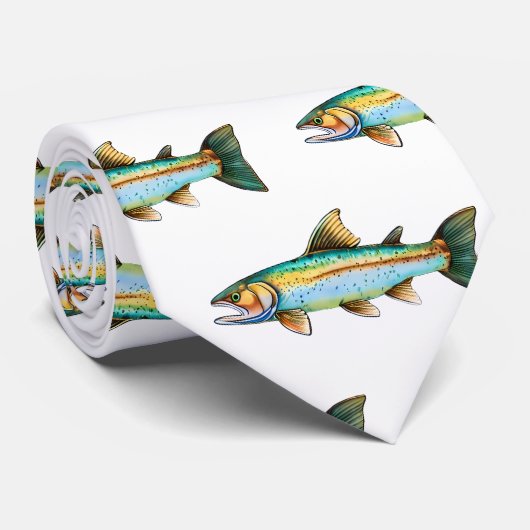 Cravate - Série aquarelle : truite/Saumon (Roulé)
