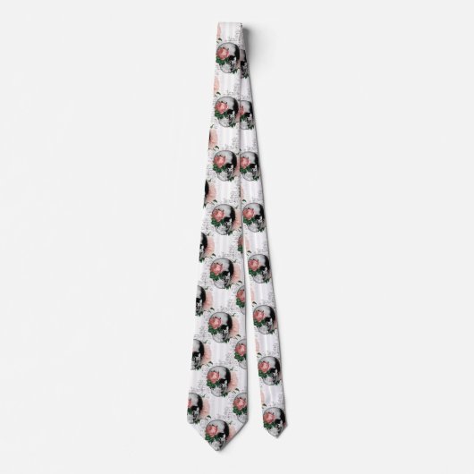 Cravate Série de crânes floraux roses Design 2 (Devant)