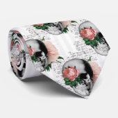 Cravate Série de crânes floraux roses Design 2 (Roulé)