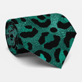 Cravate Série Teal et Gold Leopard Design 5  (Roulé)