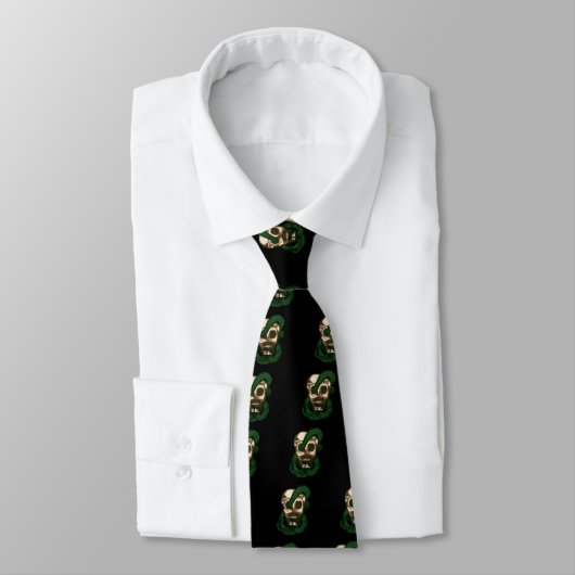 Cravate Serpent et crâne (vert) (Attaché)