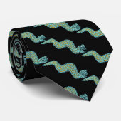 Cravate Serpent maya turquoise et or (Roulé)