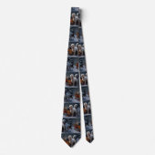 Cravate Setter Anglais Décor de Noël Traîneau enneigé (Devant)