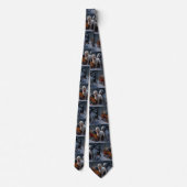 Cravate Setter Anglais Décor de Noël Traîneau enneigé (Dos)