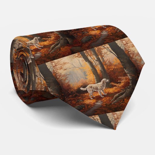 Cravate Setter anglais en automne Leaves Fall Inspire (Roulé)