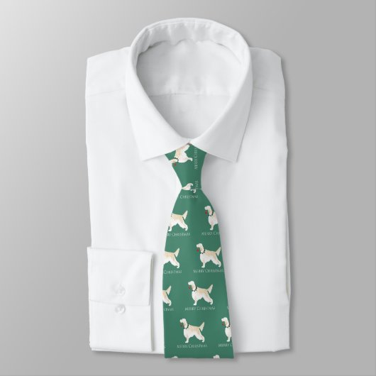 Cravate Setter anglais Joyeux Noël Design (Attaché)
