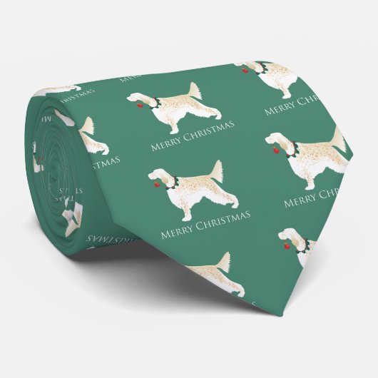 Cravate Setter anglais Joyeux Noël Design (Roulé)