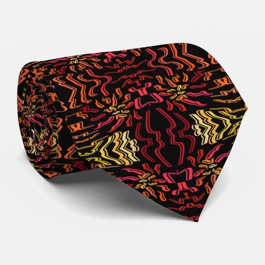 Cravate Shades Of Orange Red Yellow Ribbon Design Art (Roulé)