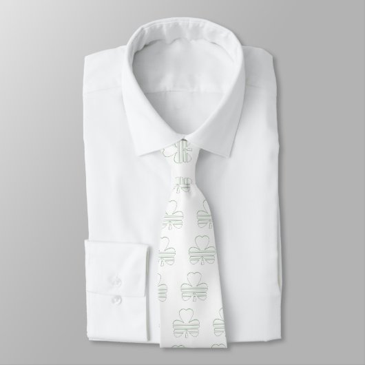 Cravate Shamrock blanc avec bandes horizontales et vert F (Attaché)