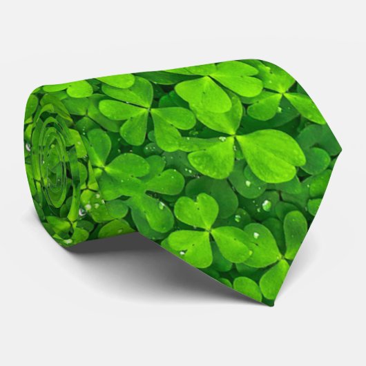Cravate Shamrock Clovers vert (Roulé)